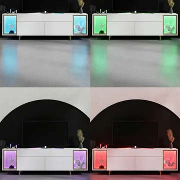 Sosan TV-bänk 180x55x32 cm - Vit och guld - Products - Möbler - TV- & Mediamöbler - TV bänk & mediabänk