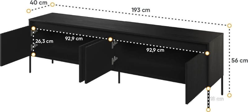 Trend TV-bänk B193 cm - Svart - svart - Products - Möbler - TV- & Mediamöbler - TV bänk & mediabänk