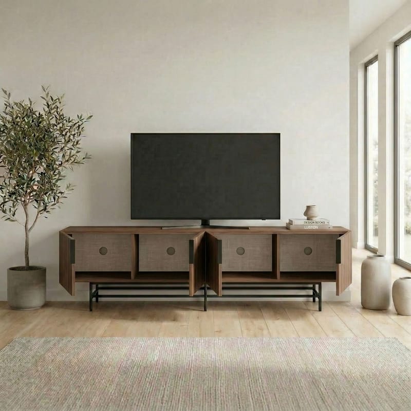 Truvia TV-bänk 200x55x35 cm - Valnöt och svart - Products - Möbler - TV- & Mediamöbler - TV bänk & mediabänk