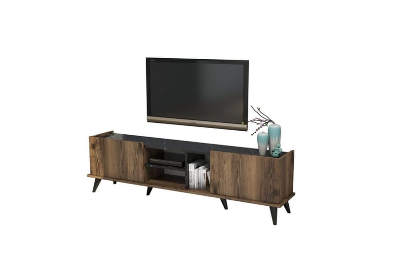 Tv-bänk & mediabänk Challur Tv-bänk 180 cm Valnöt,Svart - Products - Möbler - TV- & Mediamöbler - TV bänk & mediabänk