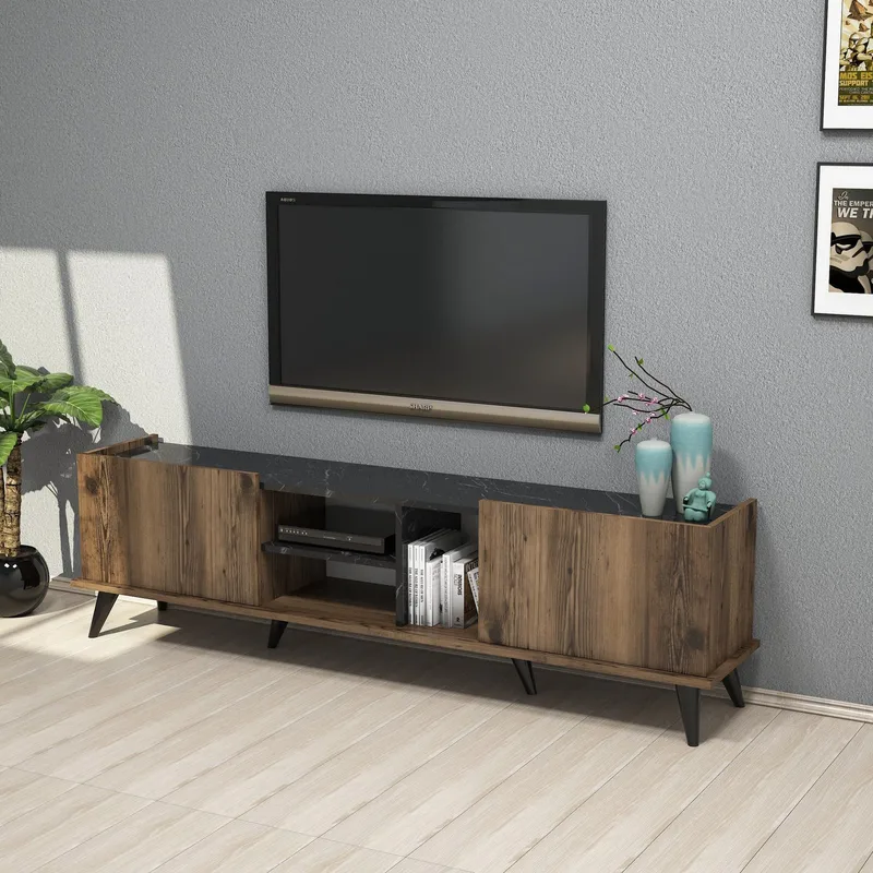 TV-bänk Elegant 180 cm - Valnöt/svart - Products - Möbler - TV- & Mediamöbler - TV bänk & mediabänk