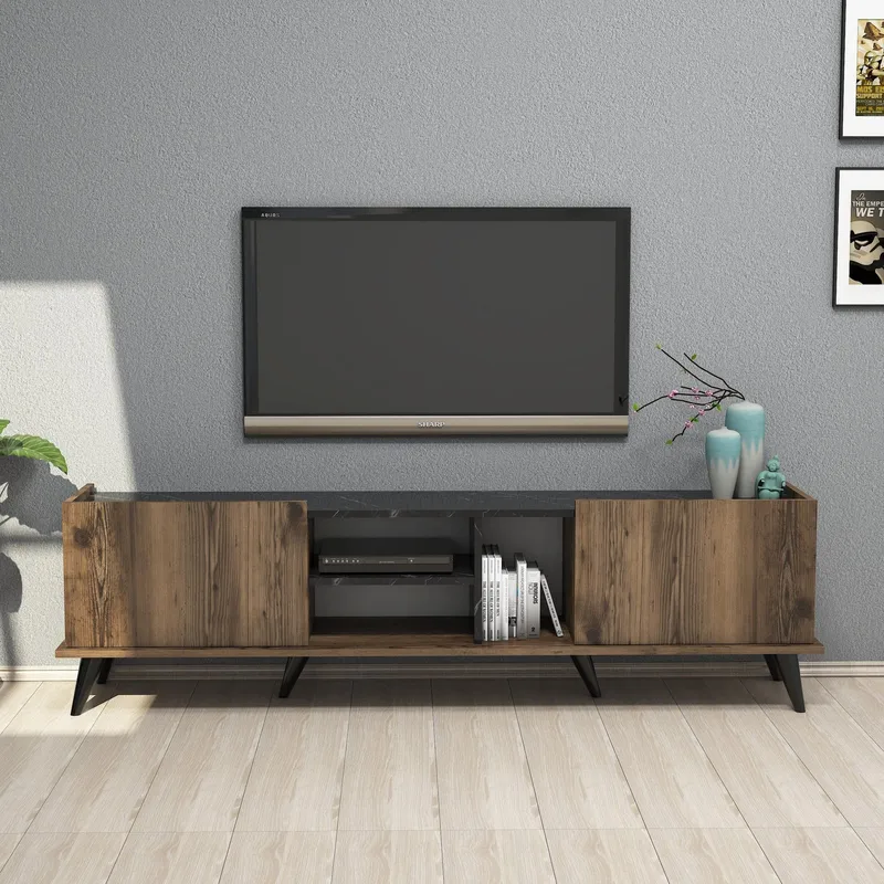 TV-bänk Elegant 180 cm - Valnöt/svart - Products - Möbler - TV- & Mediamöbler - TV bänk & mediabänk