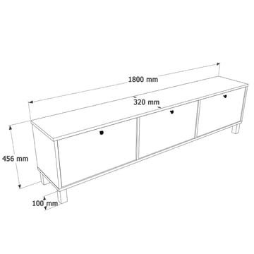 Avero TV-bänk 180x45,6x32 cm - Vitt och ek - Products - Möbler - TV- & Mediamöbler - TV bänk & mediabänk