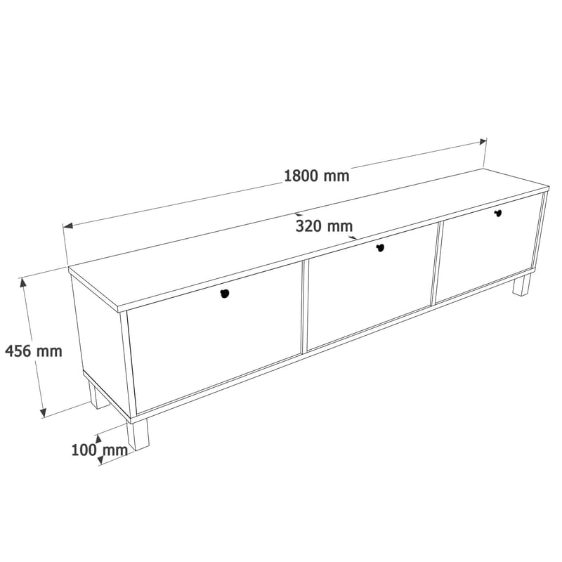 Avero TV-bänk 180x45,6x32 cm - Vitt och ek - Products - Möbler - TV- & Mediamöbler - TV bänk & mediabänk