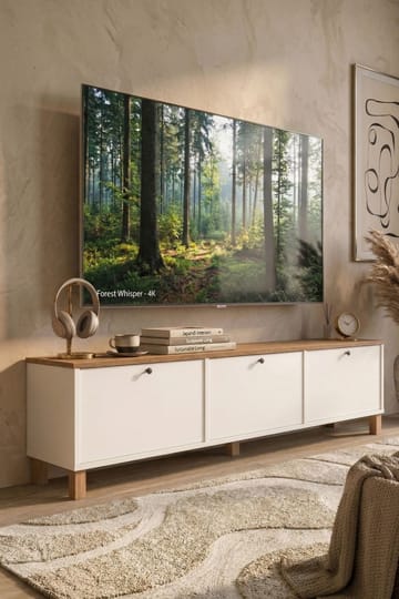 Avero TV-bänk 180x45,6x32 cm - Vitt och ek - Products - Möbler - TV- & Mediamöbler - TV bänk & mediabänk