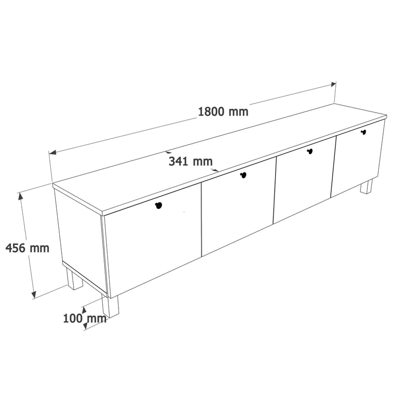 Avero TV-bänk 180x45,6x34,1 cm - Vit och ek - Products - Möbler - TV- & Mediamöbler - TV bänk & mediabänk