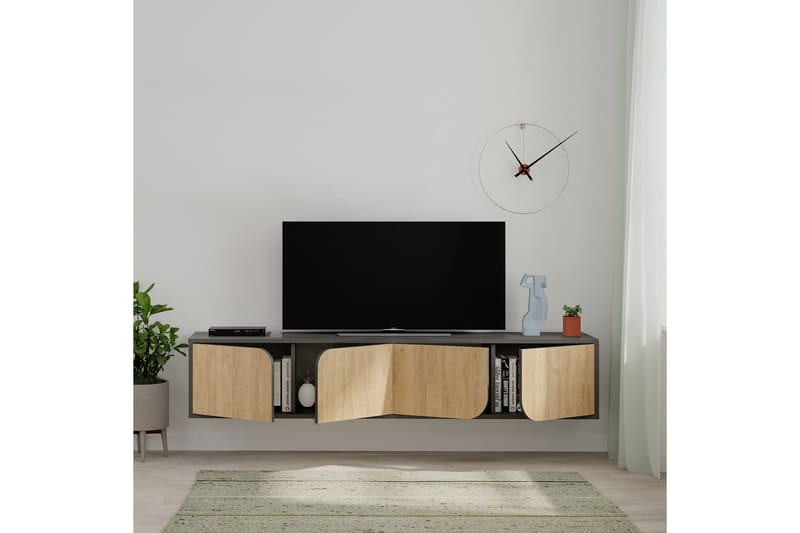 Spark 180 Tv-bänk 180x35,6 cm Svart/Brun - Hanah Home - Products - Möbler - TV- & Mediamöbler - TV bänk & mediabänk