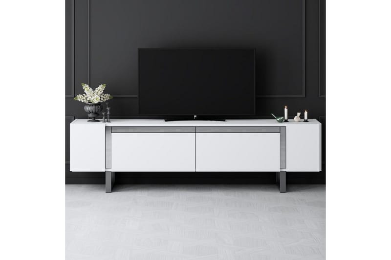 TV-bänk Sozi Vit / Argentu - Vit / Argentu - Products - Möbler - TV- & Mediamöbler - TV bänk & mediabänk