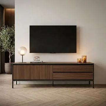 Velar TV-bänk 180x55x40 cm - Milano Walnut, Wood Black, Black - Products - Möbler - TV- & Mediamöbler - TV bänk & mediabänk