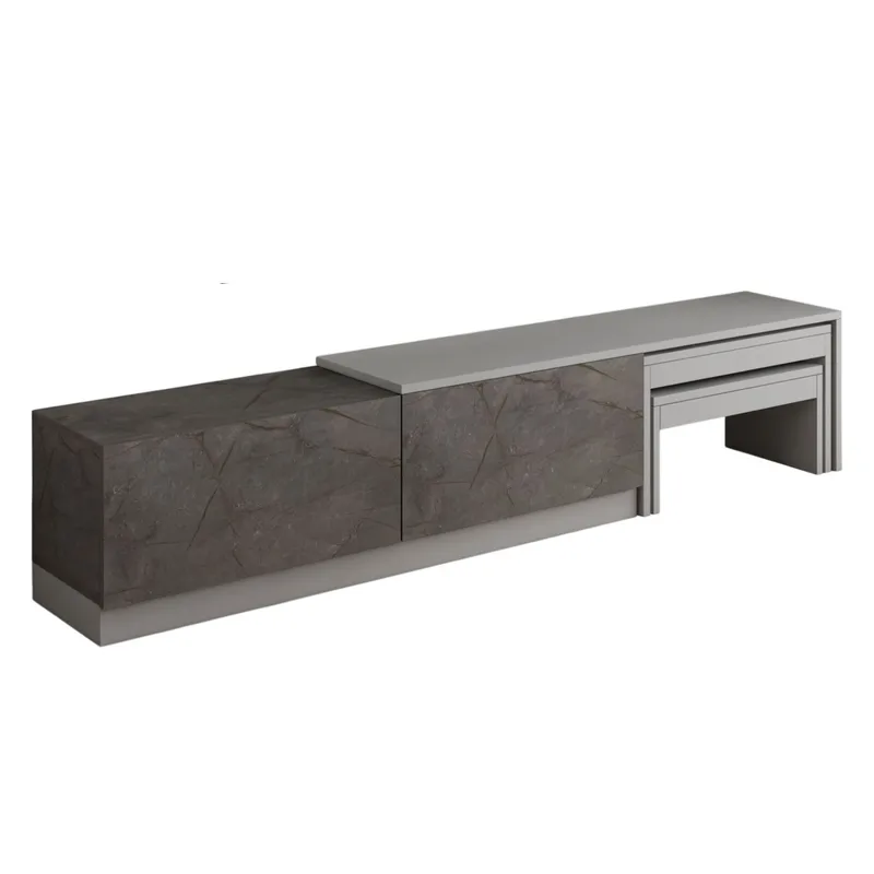 Zalven TV-bänk 180x36x30 cm - gordionmarmor och grå - Products - Möbler - TV- & Mediamöbler - TV bänk & mediabänk