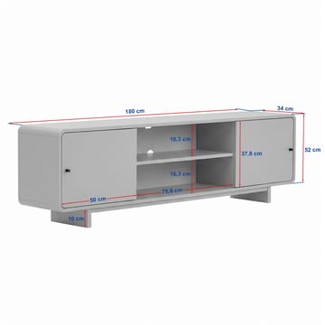 Zavio TV-bänk 180x52x34 cm - Valnöt - Products - Möbler - TV- & Mediamöbler - TV bänk & mediabänk
