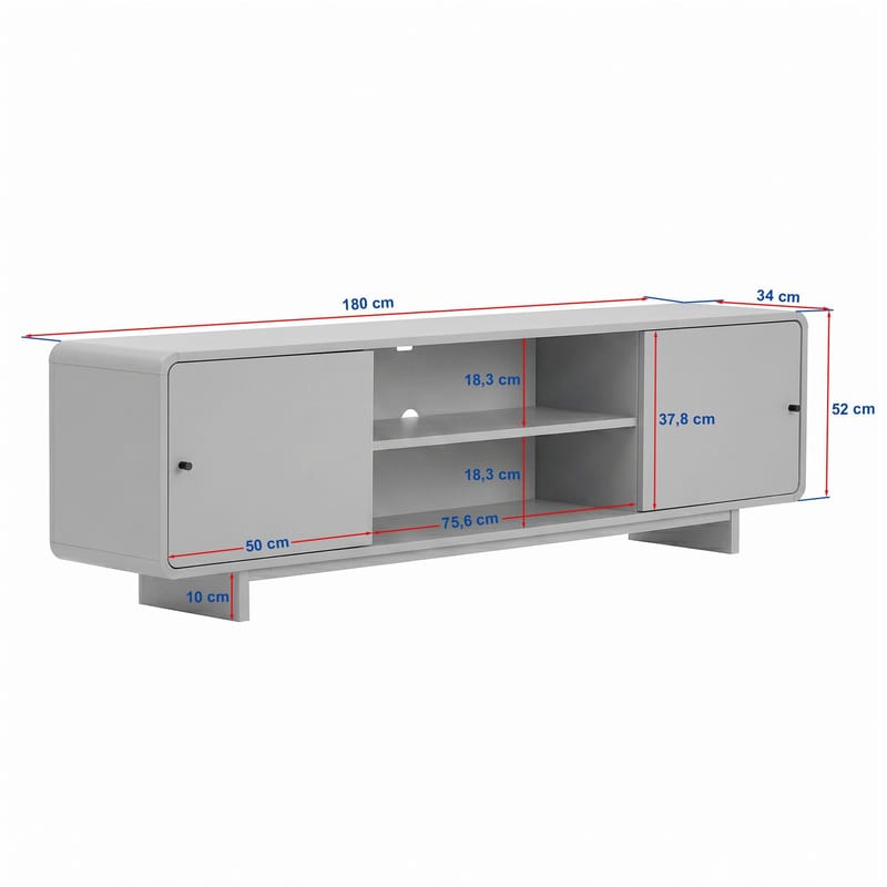 Zavio TV-bänk 180x52x34 cm - Valnöt - Products - Möbler - TV- & Mediamöbler - TV bänk & mediabänk