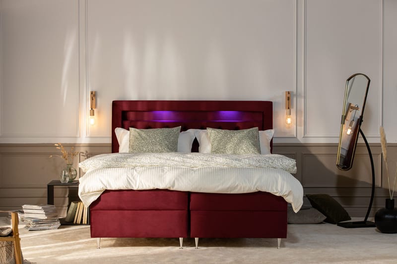 Alessia Förvaringssäng med LED-belysning 160x200 - Röd - Products - Möbler - Säng - Säng med förvaring