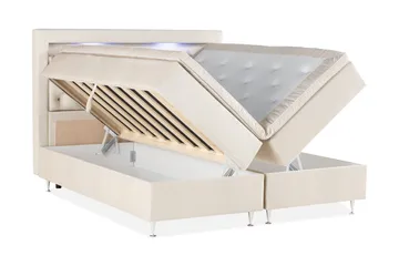 Alessia Komplett Sängpaket med Förvaring LED-belysning 160x200 cm - Biege - Products - Möbler - Säng - Säng med förvaring