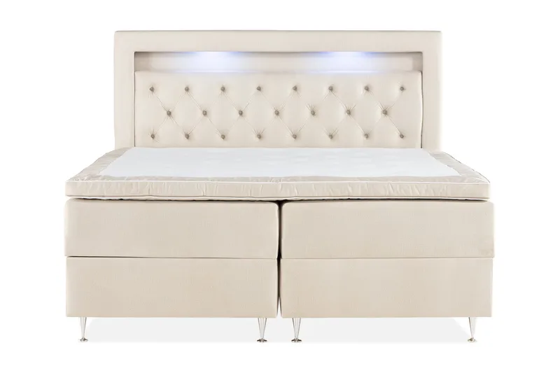 Alessia Komplett Sängpaket med Förvaring LED-belysning 180x200 cm - Beige - Products - Möbler - Säng - Säng med förvaring