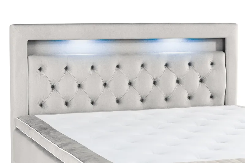 Alessia Komplett Sängpaket med Förvaring LED-belysning 180x200 cm - Grå / Ljusgrå - Products - Möbler - Säng - Säng med förvaring