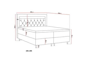 Alessia Komplett Sängpaket med Förvaring LED-belysning 180x200 cm - Grå / Ljusgrå - Products - Möbler - Säng - Säng med förvaring