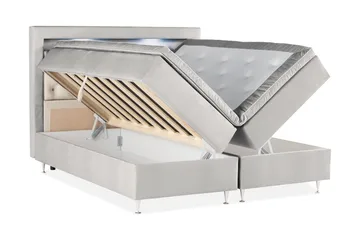 Alessia Komplett Sängpaket med Förvaring LED-belysning 180x200 cm - Grå / Ljusgrå - Products - Möbler - Säng - Säng med förvaring