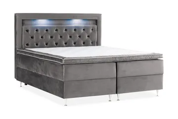 Alessia Komplett Sängpaket med Förvaring LED-belysning 180x200 cm - Mörkgrå Sammet - Products - Möbler - Säng - Säng med förvaring