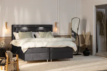 Alessia Komplett Sängpaket med Förvaring LED-belysning 180x200 cm - Mörkgrå Sammet - Products - Möbler - Säng - Säng med förvaring