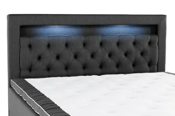 Alessia Komplett Sängpaket med Förvaring LED-belysning 180x200 cm - Svart - Products - Möbler - Säng - Säng med förvaring