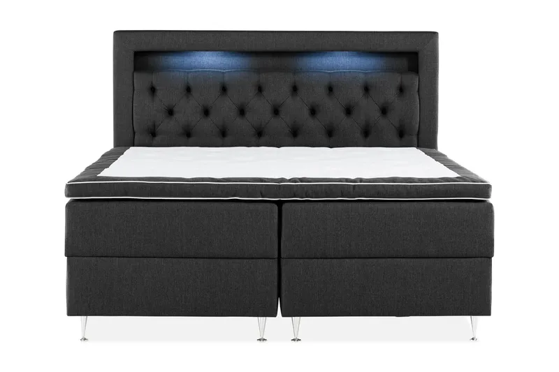 Alessia Komplett Sängpaket med Förvaring LED-belysning 180x200 cm - Svart - Products - Möbler - Säng - Säng med förvaring