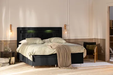 Alessia Komplett Sängpaket med Förvaring LED-belysning 180x200 cm - Svart - Products - Möbler - Säng - Säng med förvaring