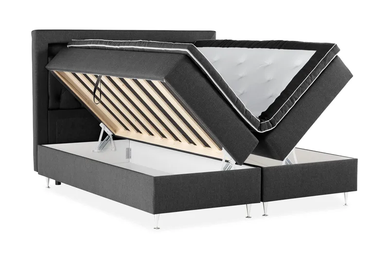Alessia Komplett Sängpaket med Förvaring LED-belysning 180x200 cm - Svart - Products - Möbler - Säng - Säng med förvaring