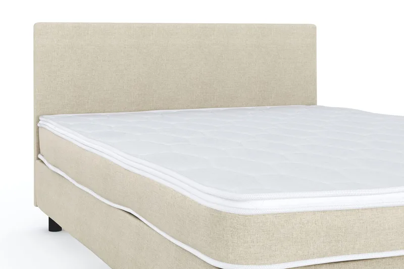 Billingen Komplett Sängpaket – Kontinentalsäng 120x200 cm i Tyg med Sänggavel + Bäddmadrass med Fasthetsgrad Medium - Beige - Products - Möbler - Säng - Enkelsäng