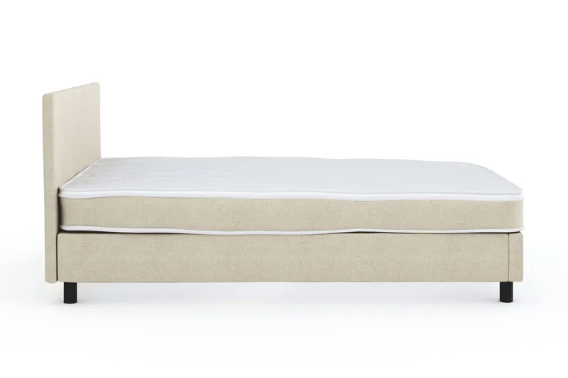 Billingen Komplett Sängpaket – Kontinentalsäng 120x200 cm i Tyg med Sänggavel + Bäddmadrass med Fasthetsgrad Medium - Beige - Products - Möbler - Säng - Enkelsäng