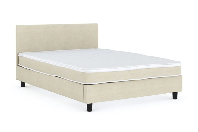 Billingen Komplett Sängpaket – Kontinentalsäng 120x200 cm i Tyg med Sänggavel + Bäddmadrass med Fasthetsgrad Medium - Beige - Products - Möbler - Säng - Enkelsäng