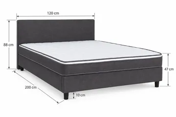 Billingen Komplett Sängpaket – Kontinentalsäng 120x200 cm i Tyg med Sänggavel + Bäddmadrass med Fasthetsgrad Medium - Grå - Products - Möbler - Säng - Enkelsäng
