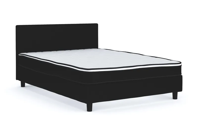 Billingen Komplett Sängpaket – Kontinentalsäng 120x200 cm i Tyg med Sänggavel + Bäddmadrass med Fasthetsgrad Medium - Svart - Products - Möbler - Säng - Kontinentalsäng