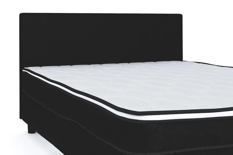Billingen Komplett Sängpaket – Kontinentalsäng 120x200 cm i Tyg med Sänggavel + Bäddmadrass med Fasthetsgrad Medium - Svart - Products - Möbler - Säng - Kontinentalsäng