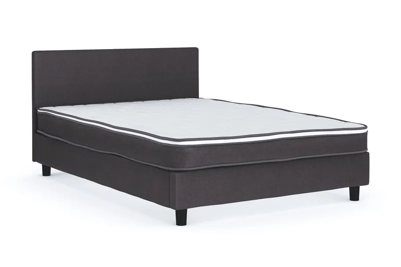 Billingen Komplett Sängpaket – Kontinentalsäng 140x200 cm i Tyg med Sänggavel + Bäddmadrass med Fasthetsgrad Medium - Grå - Products - Möbler - Säng - Enkelsäng