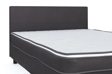 Billingen Komplett Sängpaket – Kontinentalsäng 140x200 cm i Tyg med Sänggavel + Bäddmadrass med Fasthetsgrad Medium - Grå - Products - Möbler - Säng - Enkelsäng