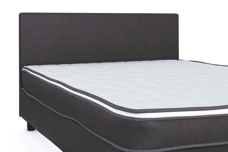 Billingen Komplett Sängpaket – Kontinentalsäng 140x200 cm i Tyg med Sänggavel + Bäddmadrass med Fasthetsgrad Medium - Grå - Products - Möbler - Säng - Enkelsäng