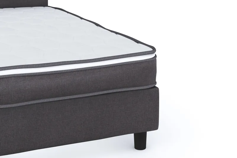 Billingen Komplett Sängpaket – Kontinentalsäng 140x200 cm i Tyg med Sänggavel + Bäddmadrass med Fasthetsgrad Medium - Grå - Products - Möbler - Säng - Enkelsäng