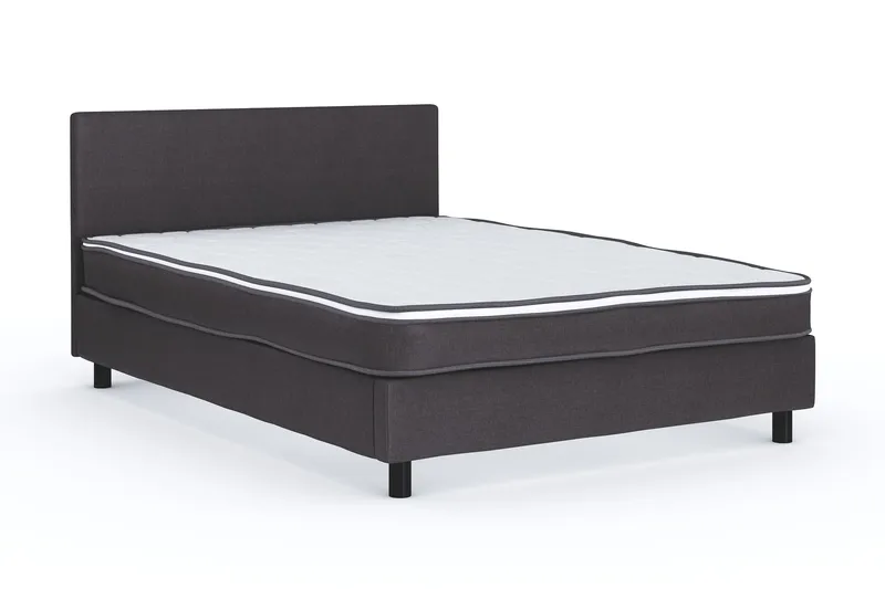 Billingen Komplett Sängpaket – Kontinentalsäng 140x200 cm i Tyg med Sänggavel + Bäddmadrass med Fasthetsgrad Medium - Grå - Products - Möbler - Säng - Enkelsäng