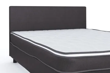 Billingen Komplett Sängpaket – Kontinentalsäng 140x200 cm i Tyg med Sänggavel + Bäddmadrass med Fasthetsgrad Medium - Grå - Products - Möbler - Säng - Enkelsäng