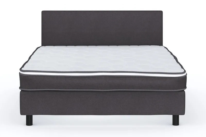 Billingen Komplett Sängpaket – Kontinentalsäng 140x200 cm i Tyg med Sänggavel + Bäddmadrass med Fasthetsgrad Medium - Grå - Products - Möbler - Säng - Enkelsäng