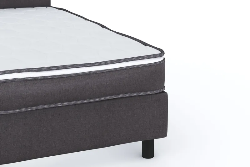 Billingen Komplett Sängpaket – Kontinentalsäng 140x200 cm i Tyg med Sänggavel + Bäddmadrass med Fasthetsgrad Medium - Grå - Products - Möbler - Säng - Enkelsäng