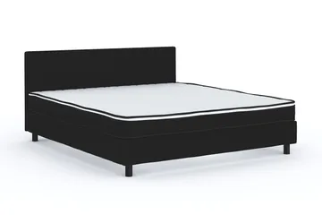 Billingen Komplett Sängpaket – Kontinentalsäng 160x200 cm i Tyg med Sänggavel + Bäddmadrass med Fasthetsgrad Medium - Svart - Products - Möbler - Säng - Enkelsäng