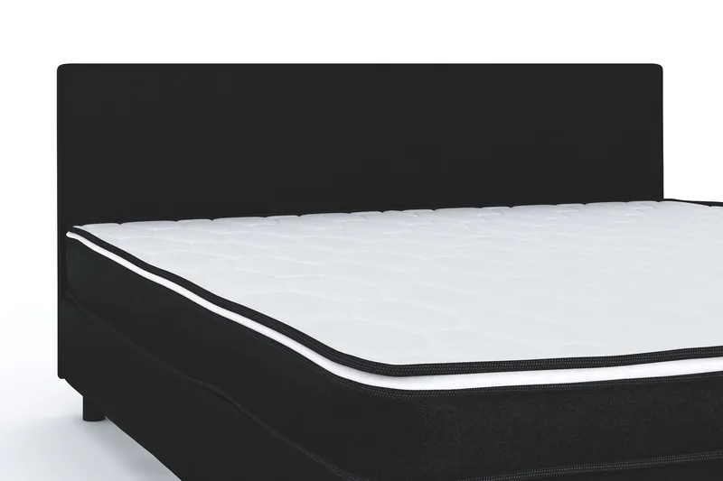 Billingen Komplett Sängpaket – Kontinentalsäng 160x200 cm i Tyg med Sänggavel + Bäddmadrass med Fasthetsgrad Medium - Svart - Products - Möbler - Säng - Enkelsäng