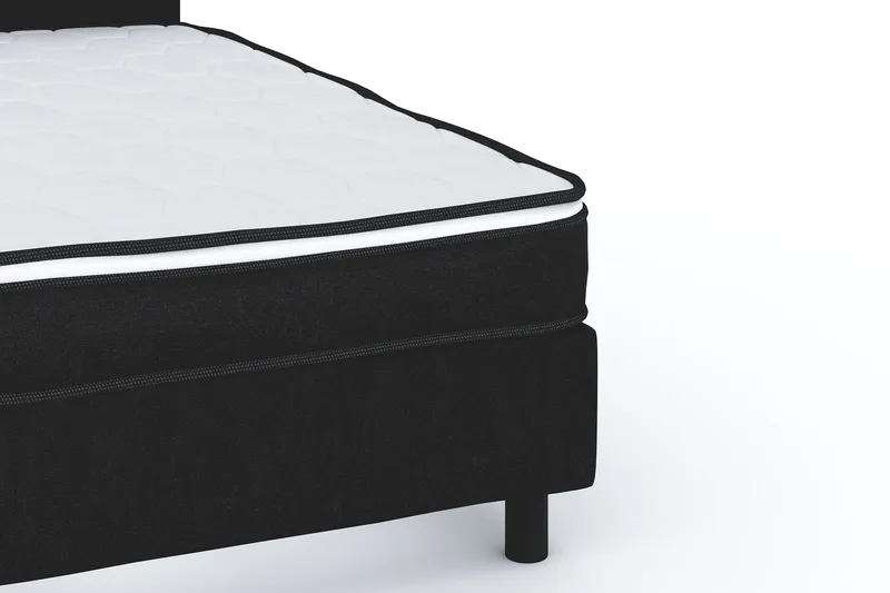 Billingen Komplett Sängpaket – Kontinentalsäng 160x200 cm i Tyg med Sänggavel + Bäddmadrass med Fasthetsgrad Medium - Svart - Products - Möbler - Säng - Enkelsäng