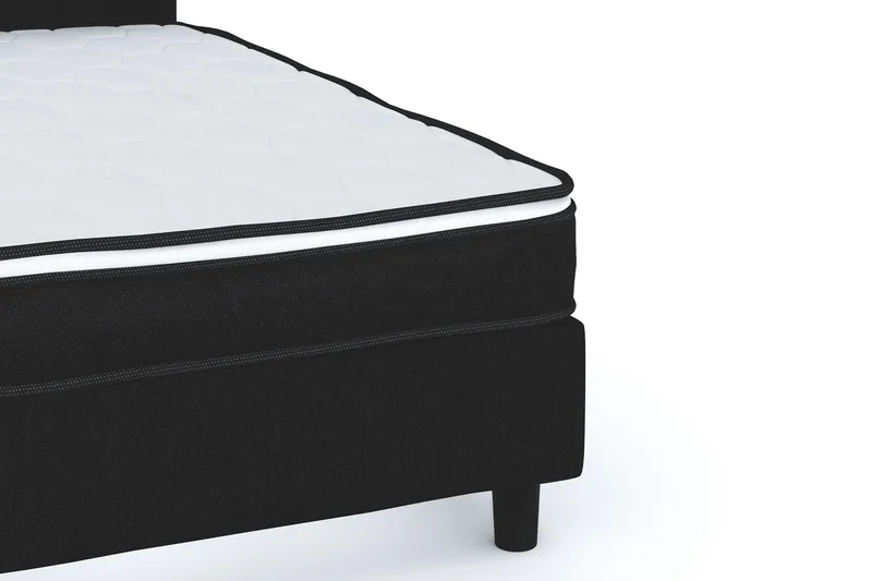 Billingen Komplett Sängpaket – Kontinentalsäng 180x200 cm i Tyg med Sänggavel + Bäddmadrass med Fasthetsgrad Medium - Svart - Products - Möbler - Säng - Kontinentalsäng