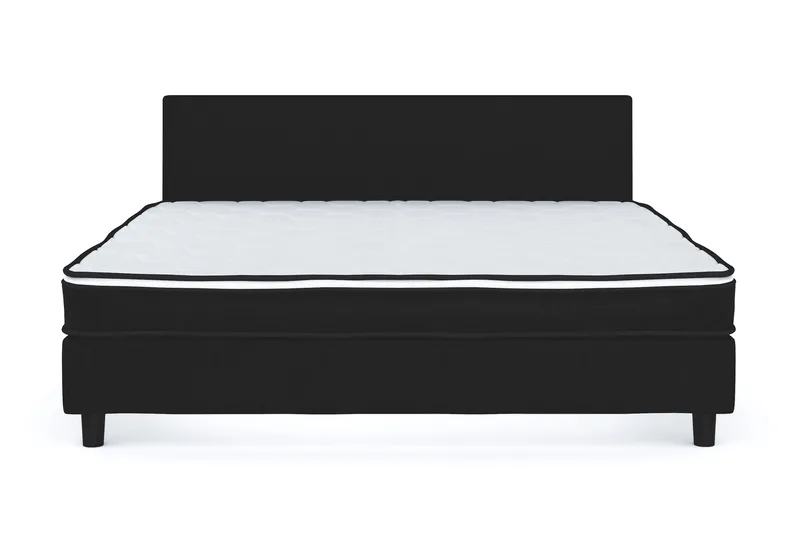 Billingen Komplett Sängpaket – Kontinentalsäng 180x200 cm i Tyg med Sänggavel + Bäddmadrass med Fasthetsgrad Medium - Svart - Products - Möbler - Säng - Kontinentalsäng