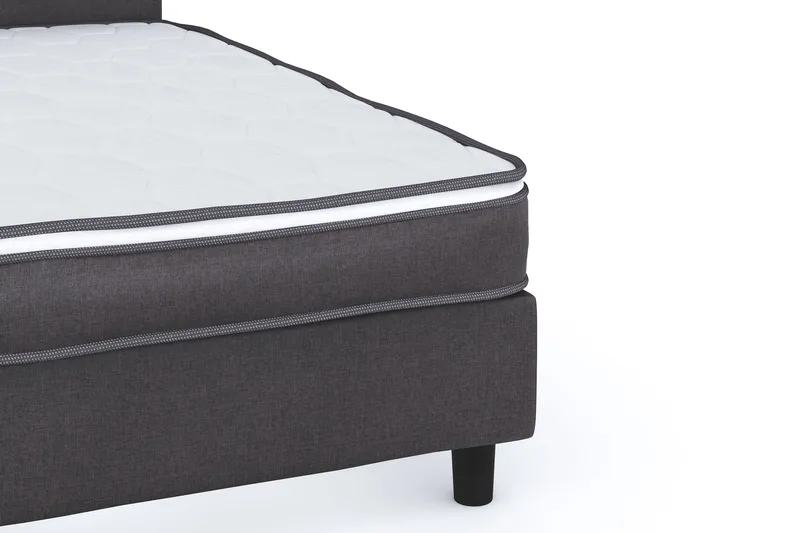 Billingen Komplett Sängpaket – Kontinentalsäng 90x200 cm i Tyg med Sänggavel + Bäddmadrass med Fasthetsgrad Medium - Grå - Products - Möbler - Säng - Kontinentalsäng