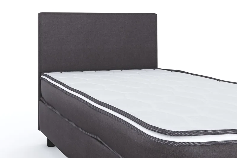 Billingen Komplett Sängpaket – Kontinentalsäng 90x200 cm i Tyg med Sänggavel + Bäddmadrass med Fasthetsgrad Medium - Grå - Products - Möbler - Säng - Kontinentalsäng
