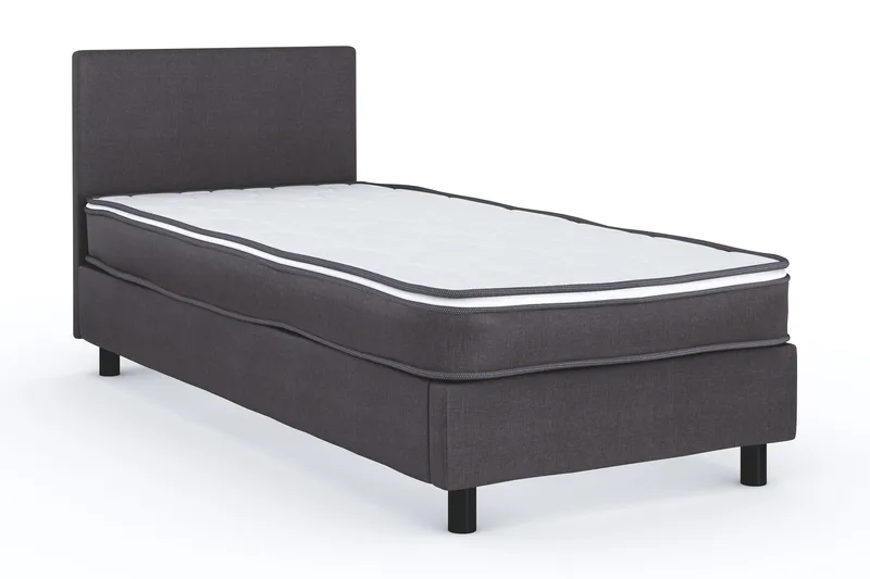 Billingen Komplett Sängpaket – Kontinentalsäng 90x200 cm i Tyg med Sänggavel + Bäddmadrass med Fasthetsgrad Medium - Grå - Products - Möbler - Säng - Kontinentalsäng